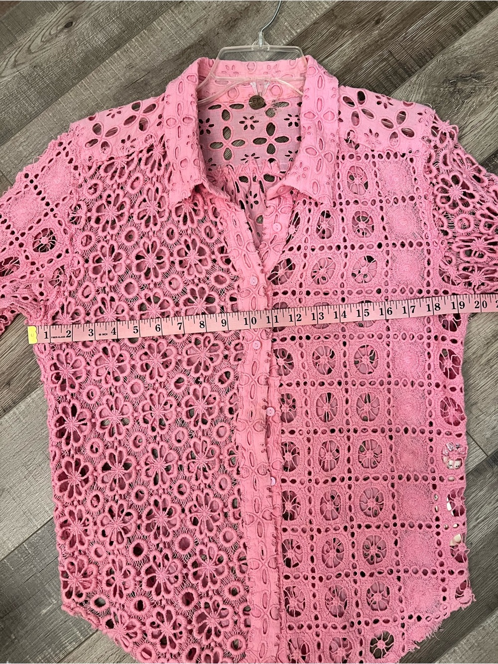 Free People Pink eyelet Button-Down Shirt 100% cotton sz S EUC - Picture 6 of 10